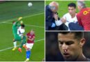 Ronaldo bê bết máu vì bị thủ môn đối phương đấm gãy mũi